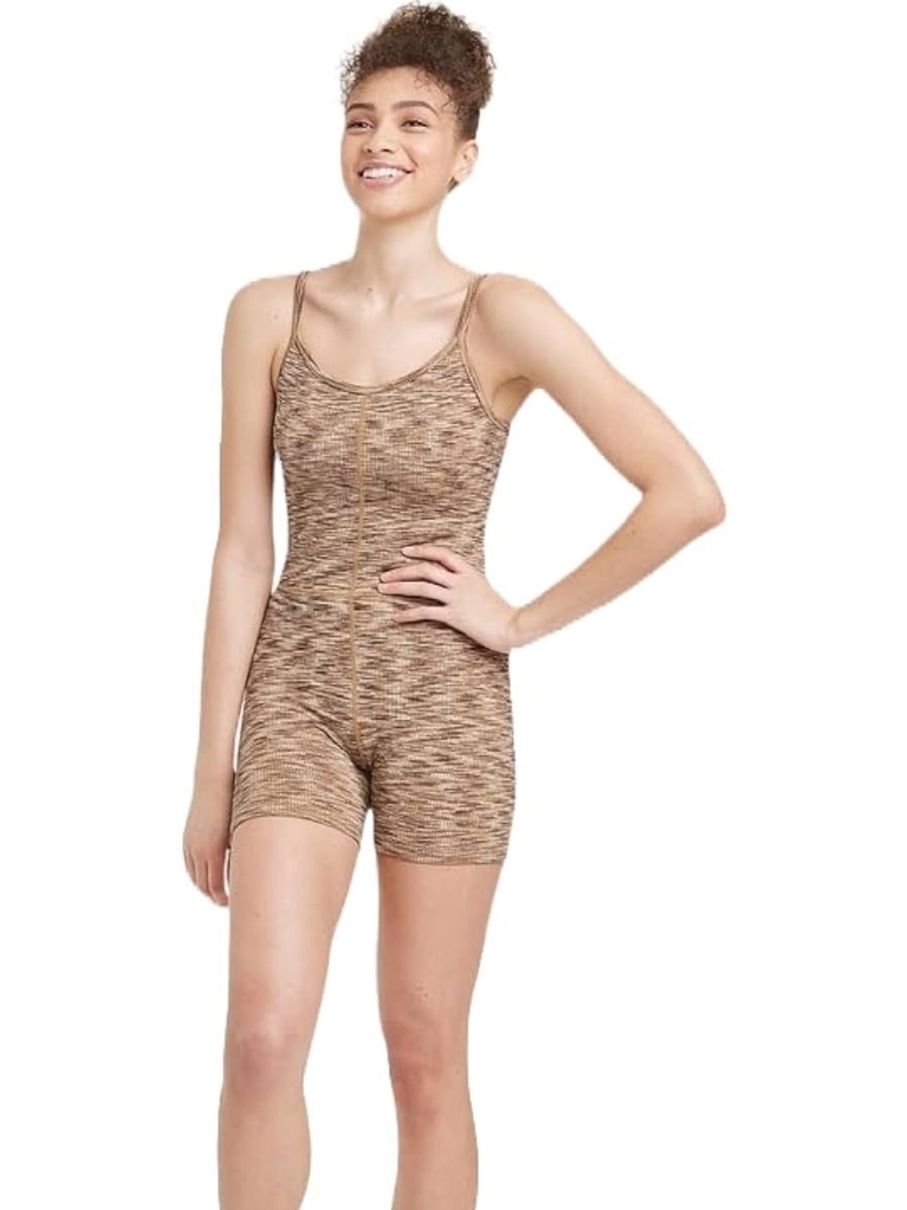 Seamless Brown Tank Romper Bodysuit for Women